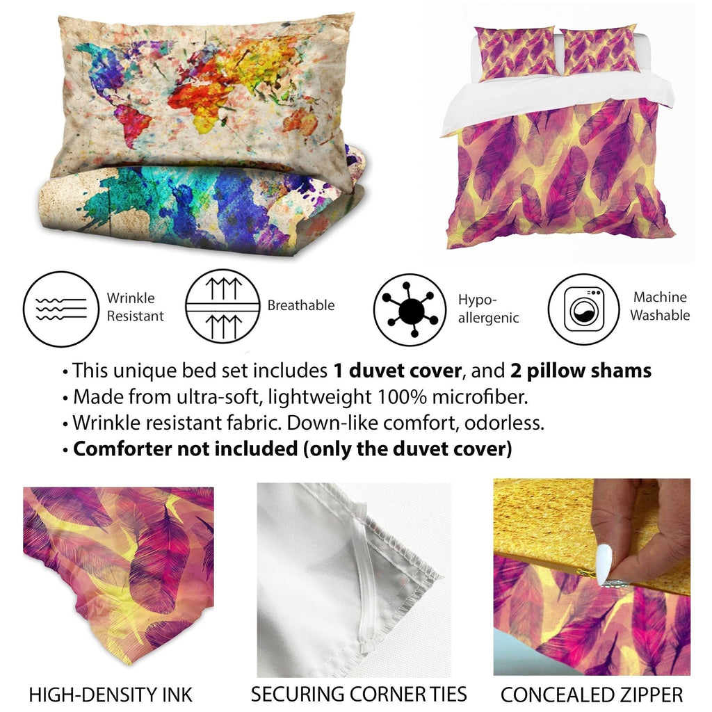 Bohemian Colorful Butterflies Floral Bedding Set Duvet Cover Shams V41401