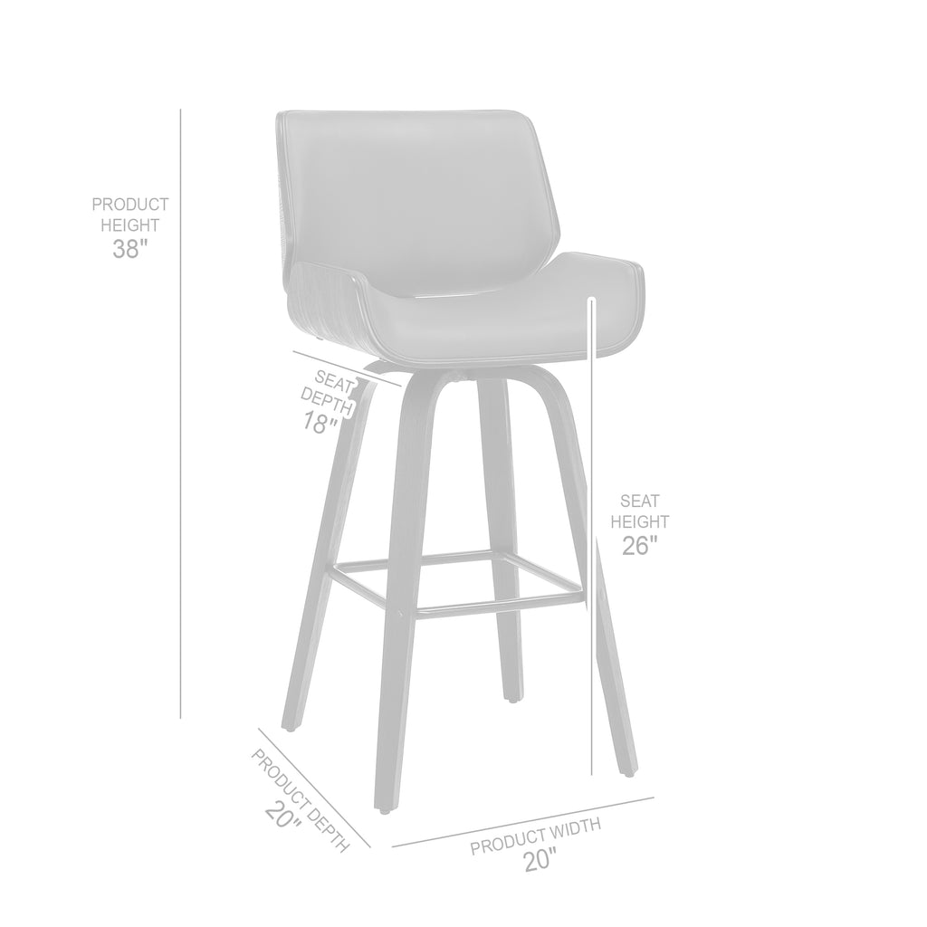 Faux Leather Wood Swivel Counter Stool in Gray/Black T59646