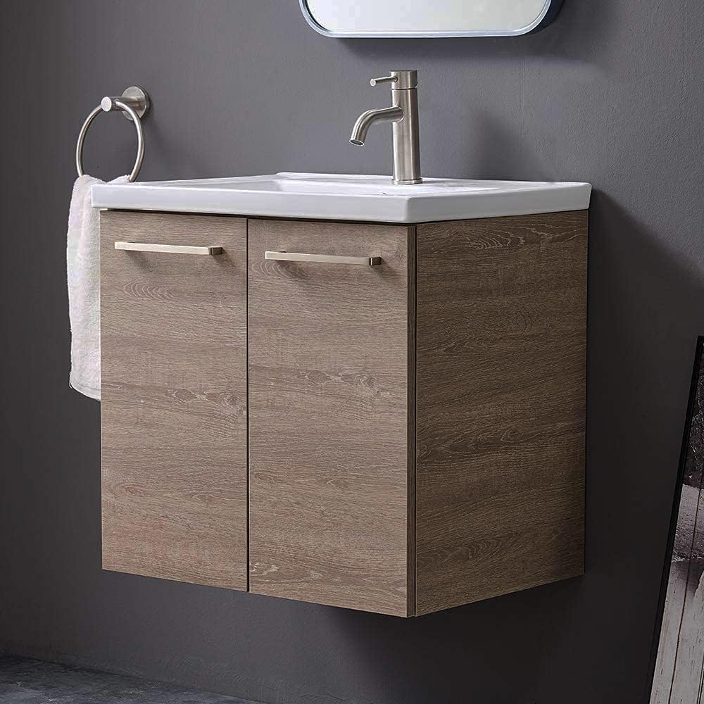 Black 2-Door Bathroom Vanity with White Ceramic Vessel Sink N702167