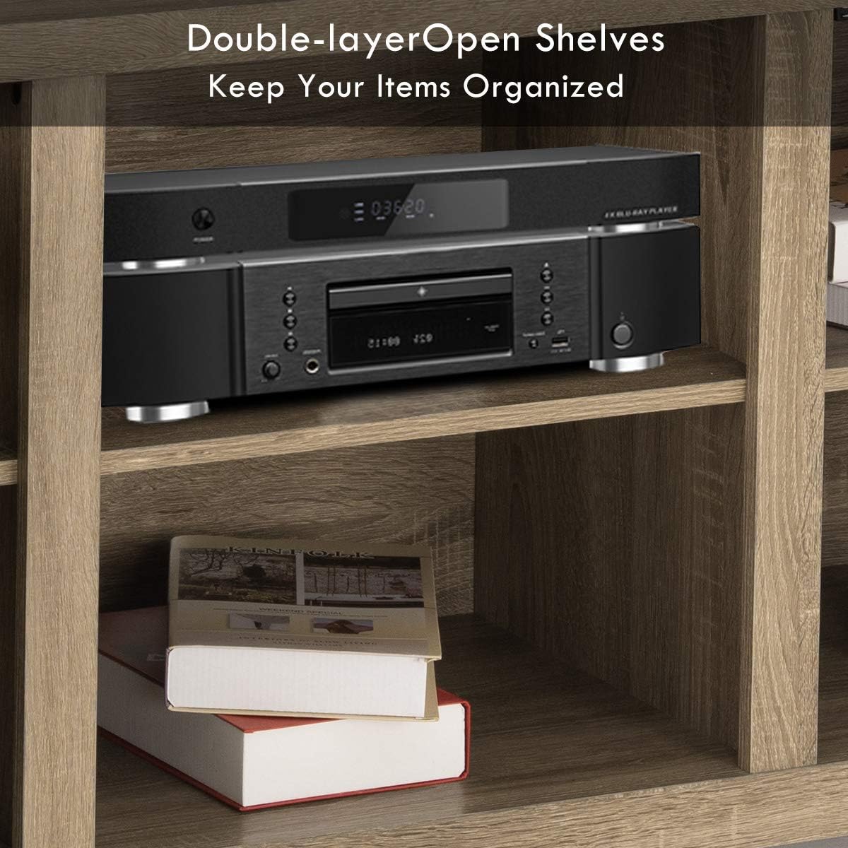 Farmhouse Barn Wood TV Stand with Doors and Shelves A600835