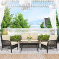 5 Pcs Wicker Rattan Conversation Chairs Set, Brown A116227
