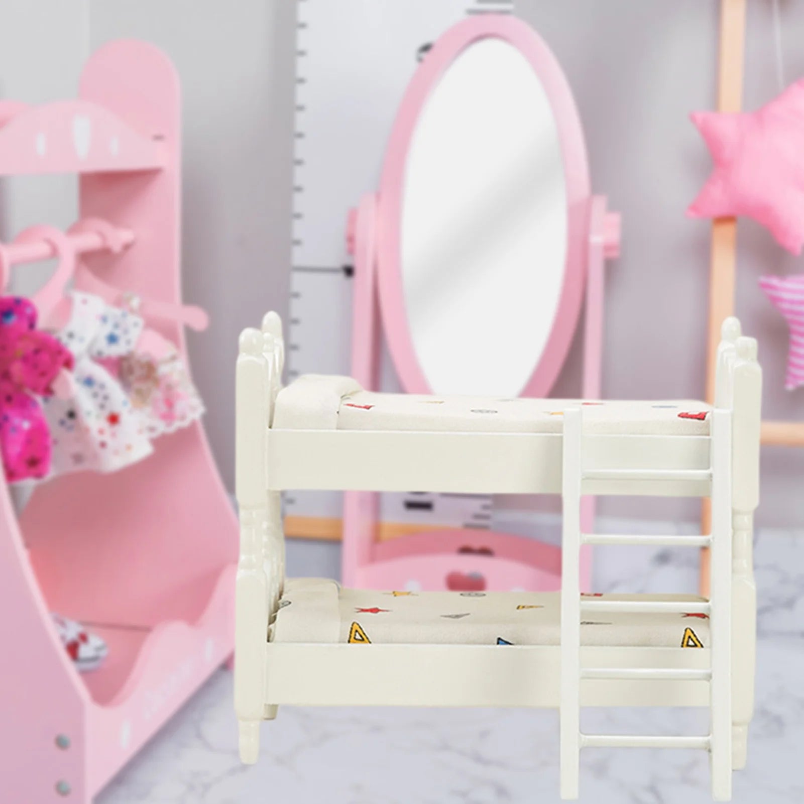 Miniature Bunk Bed Model Dollhouse Bedroom Furniture U1995