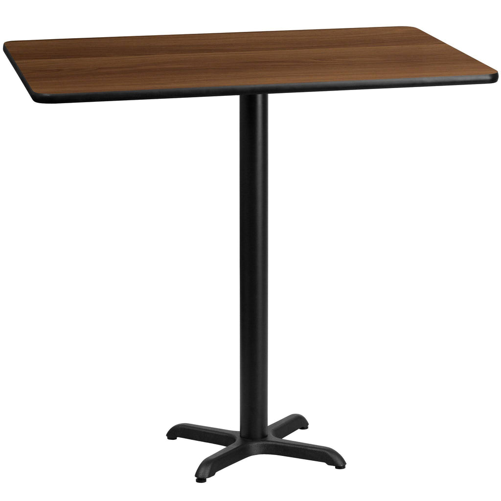 Walnut Laminate Rectangular Table Top with Bar Height Table Bases D2845