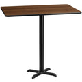Walnut Laminate Rectangular Table Top with Bar Height Table Bases D2845