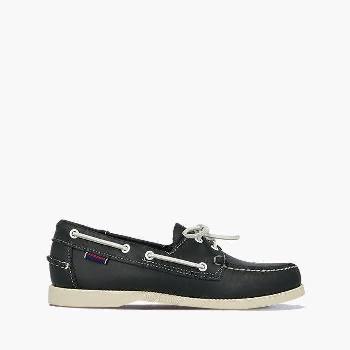 Blue Navy Leather Boat Shoes A297