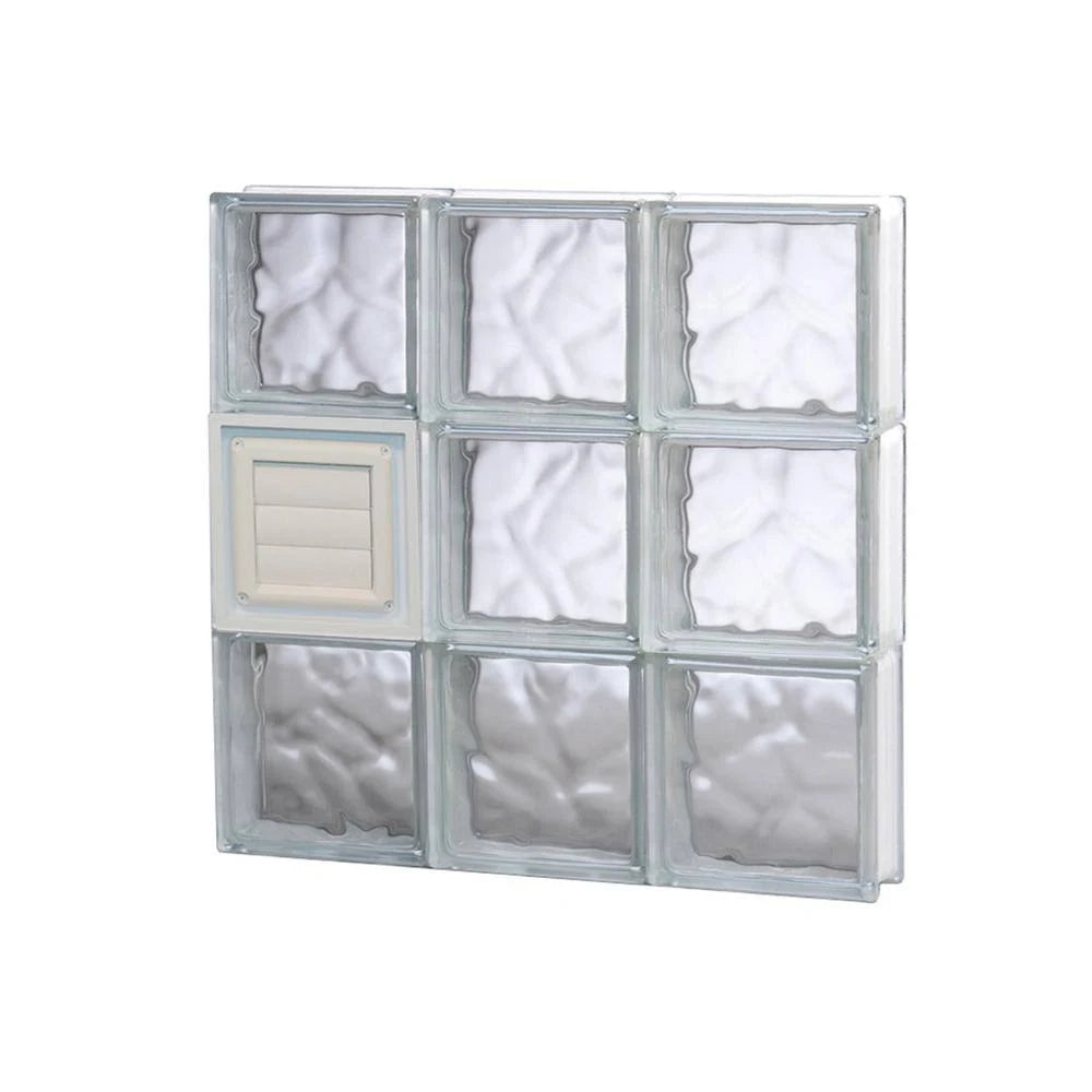 Frameless Wave Pattern Glass Block Window with Dryer Vent E80412