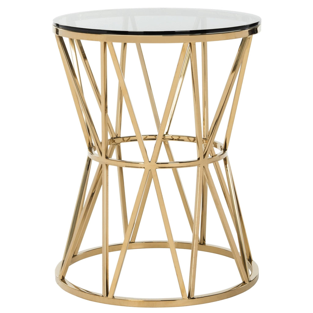 Gold Glass Top End Table G61405