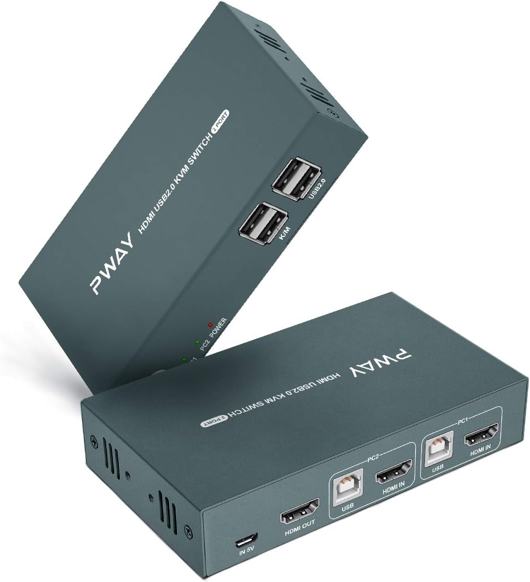 KVM Switch HDMI 2 Port, 4K@30Hz, USB2.0 Hub, with 2 HDMI and 2 USB Cables L6341