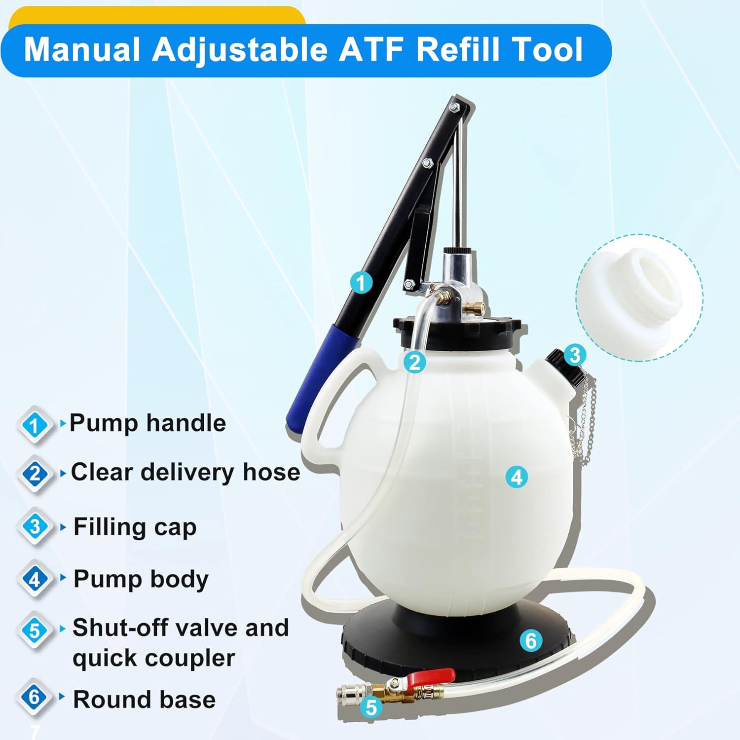 7.5 Liter Manual Transmission Fluid Pump with 15PCS ATF Adapters V1705