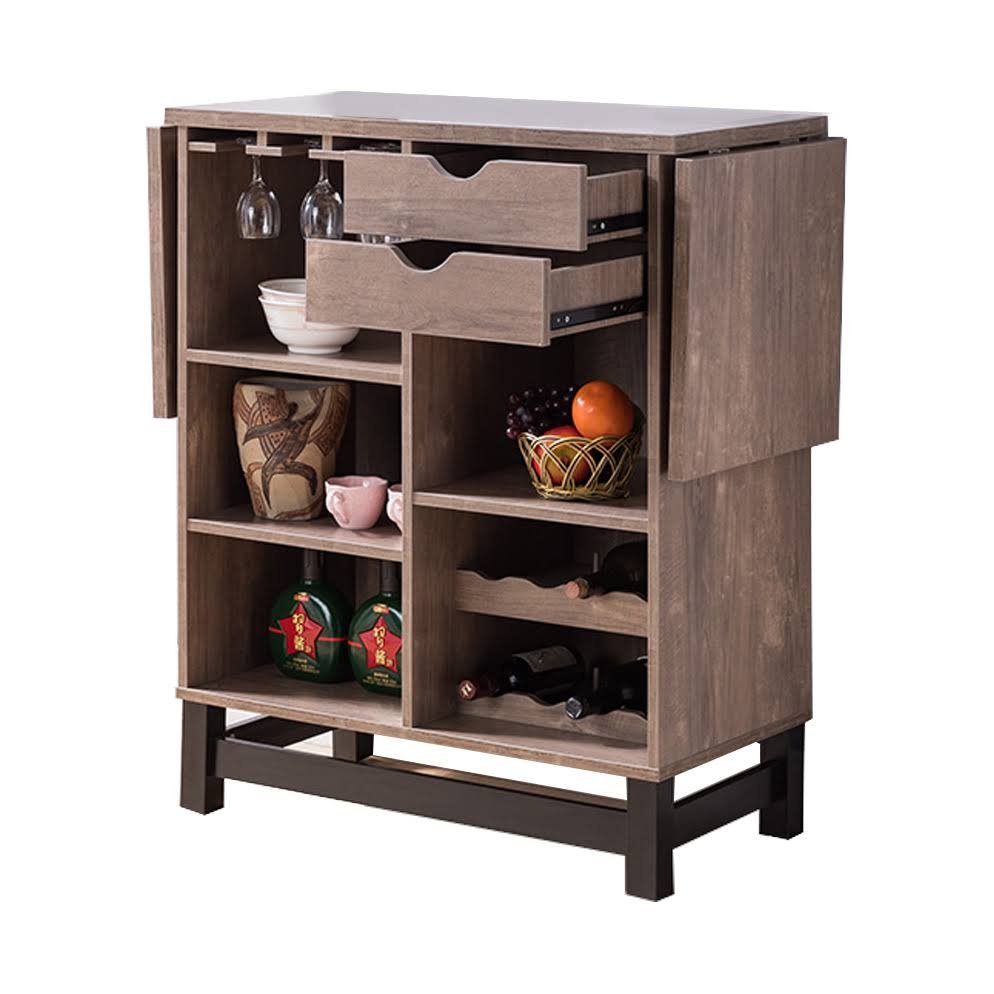 Brown Wooden Wine Cabinet with Drop Down Leaf G858166