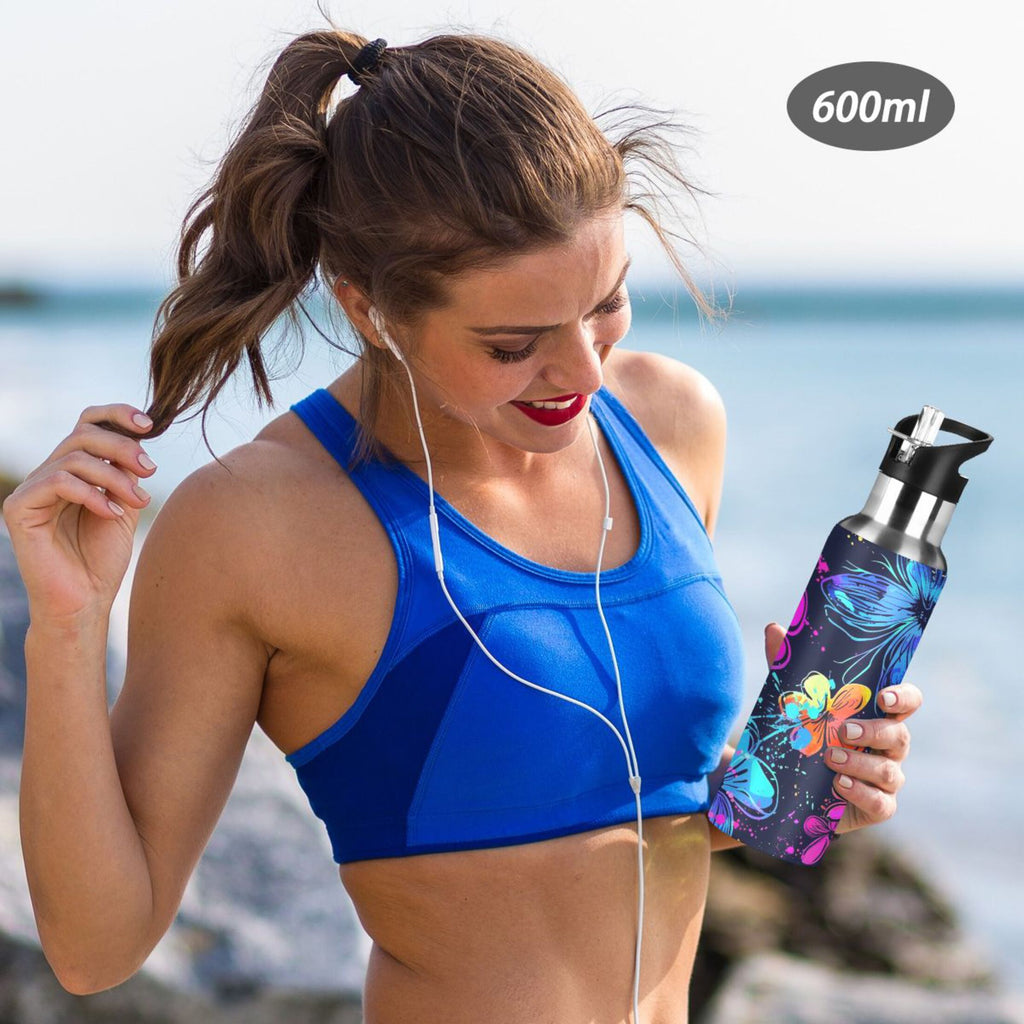 20 oz Insulated Stainless Steel Water Bottle with Straw Lid Y680331