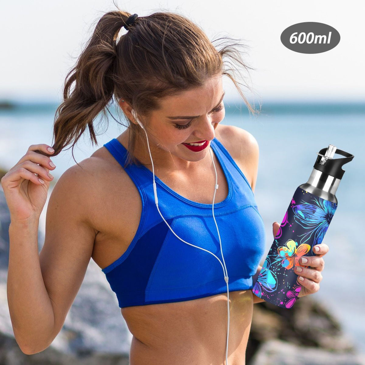 20 oz Insulated Stainless Steel Water Bottle with Straw Lid Y680331