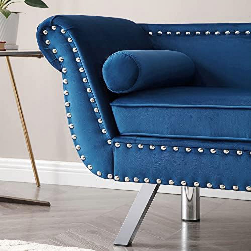 Velvet Loveseat with 2 Pillows, Metal Legs and Removable Cushions C16570
