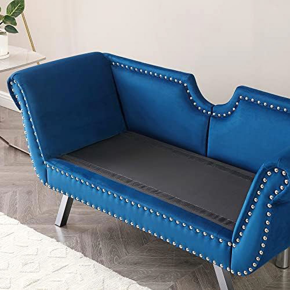 Velvet Loveseat with 2 Pillows, Metal Legs and Removable Cushions C16570
