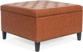 Faux Leather Storage Ottoman Bench with Wood Legs V208