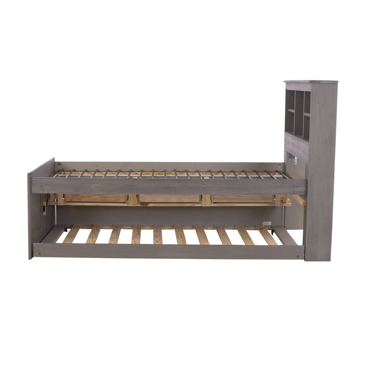 Charcoal Twin Bookcase Bed with 3 Drawers and Trundle T6313