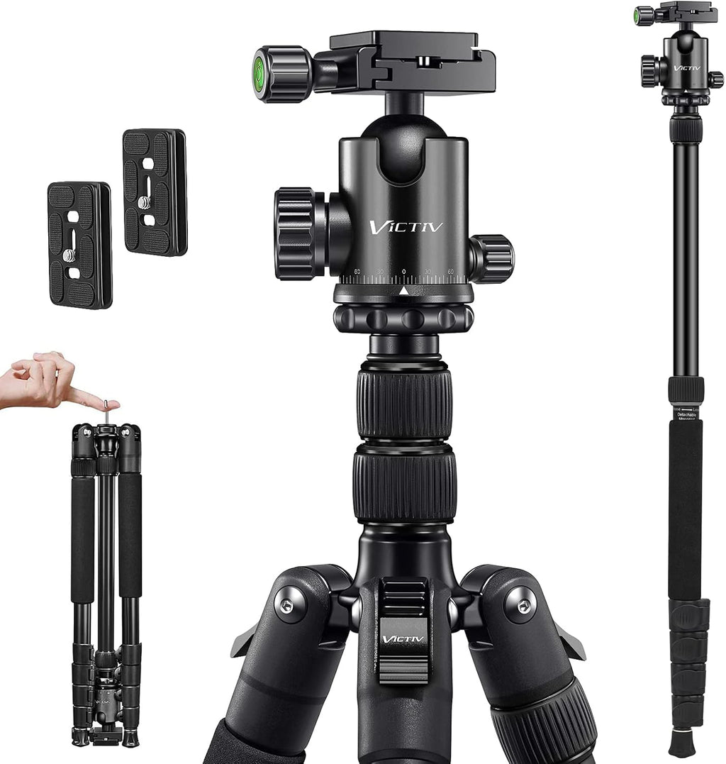 Black Aluminum Compact Travel Tripod D451656