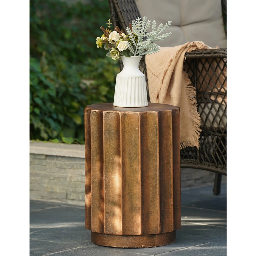 Weathered Copper Cement Stool And Side Table T919