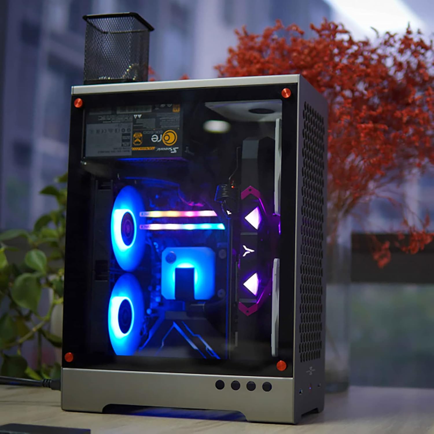 Aluminum Grey Mid Tower PC Case with Tempered Glass Window T502