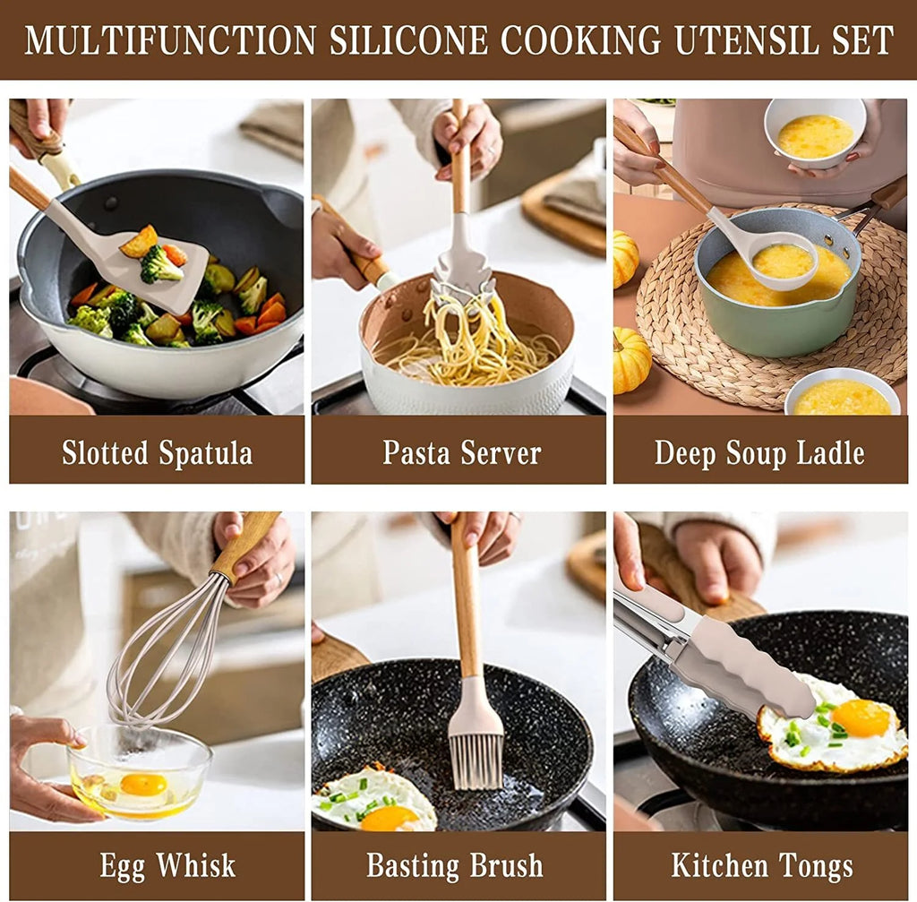 33 Pcs Non-Stick Silicone Cooking Utensil Set with Holder A594966