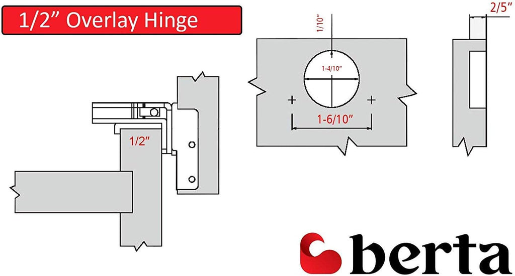 30 Pieces 1/2 inch Overlay Soft Closing Concealed Kitchen Cabinet Door Hinges with Screws Q92363