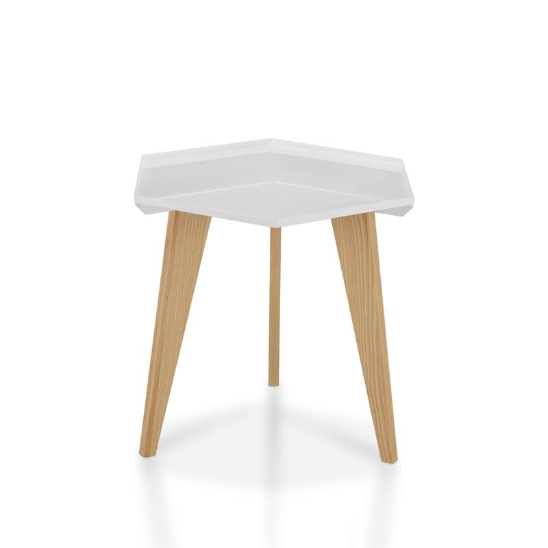 Modern Geometric End Table in White Z688