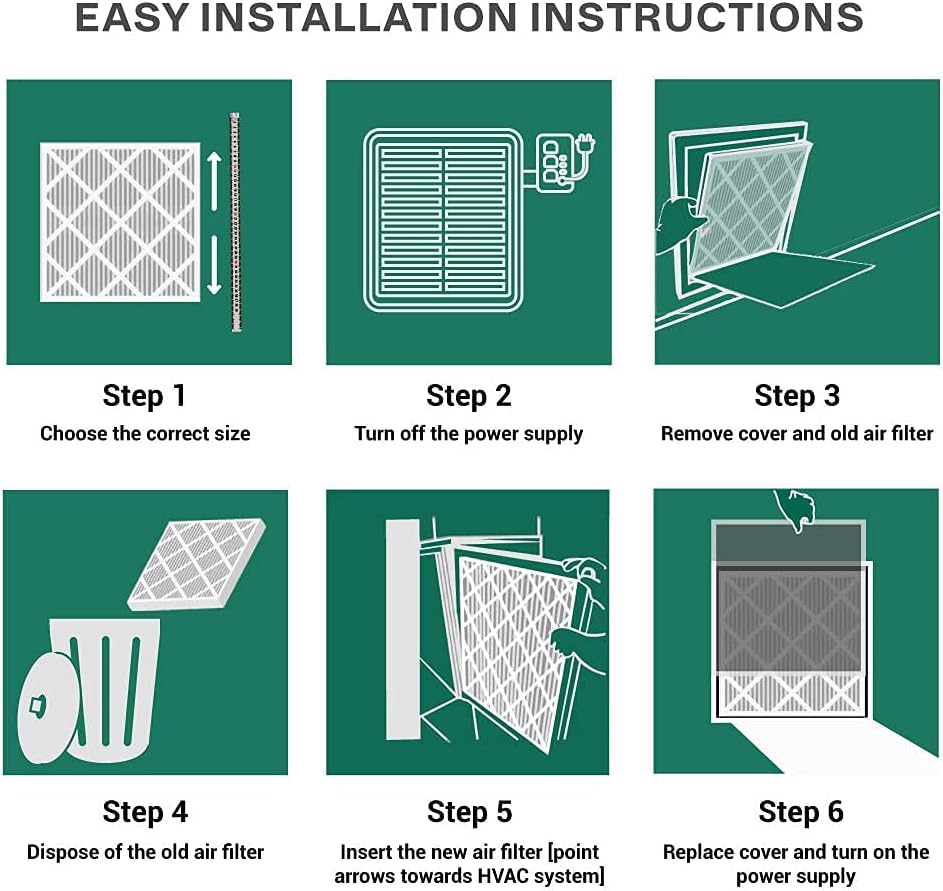 16x25x4 MERV 8 Pleated Air Filter (6-Pack) W97808