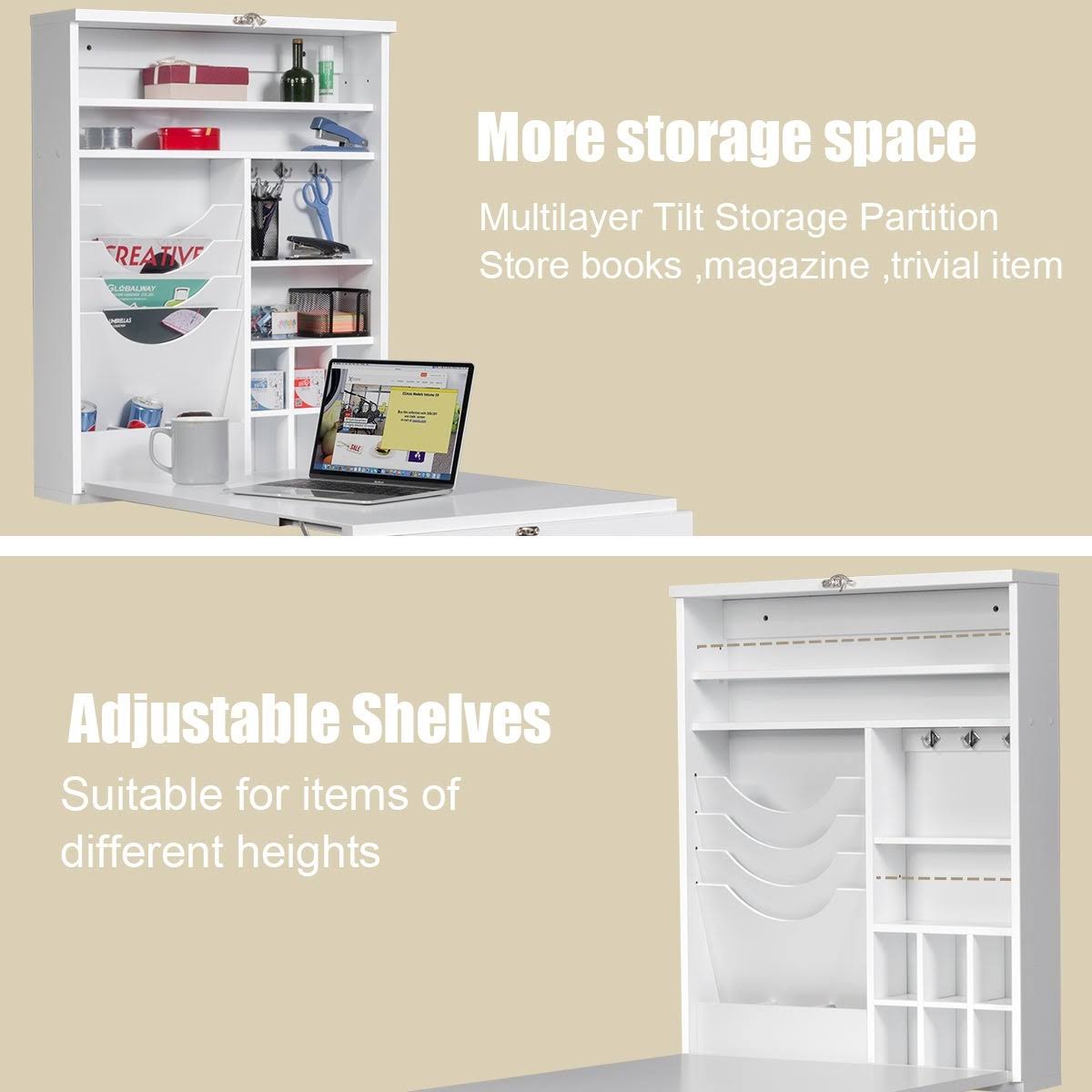 White MDF Wall Mounted Folding Table A811106