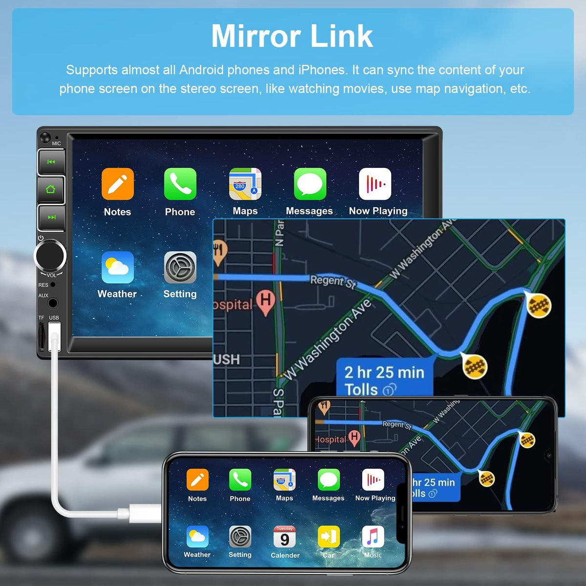 7 inch Touchscreen Car Stereo with Bluetooth, Rear View Camera A819