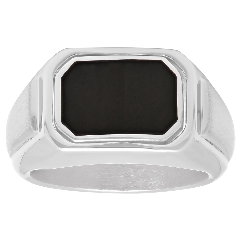 Mens Stainless Steel Black Reversible Fashion Ring B96096