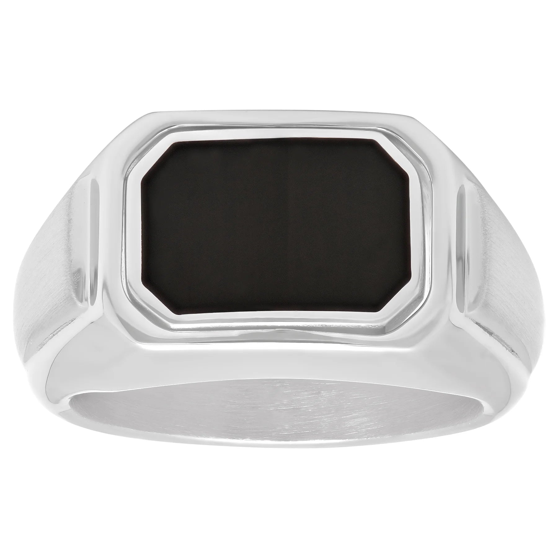 Mens Stainless Steel Black Reversible Fashion Ring B96096