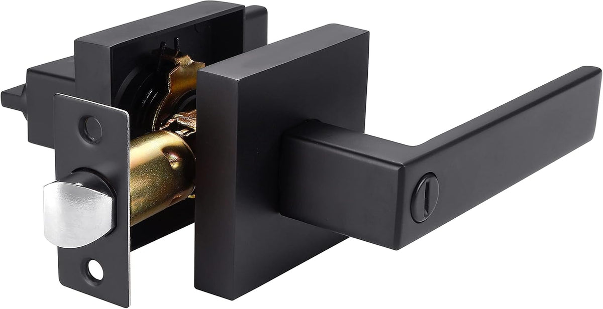 4 Pack Matte Black Euro Style Door Leversets with Keys U4898