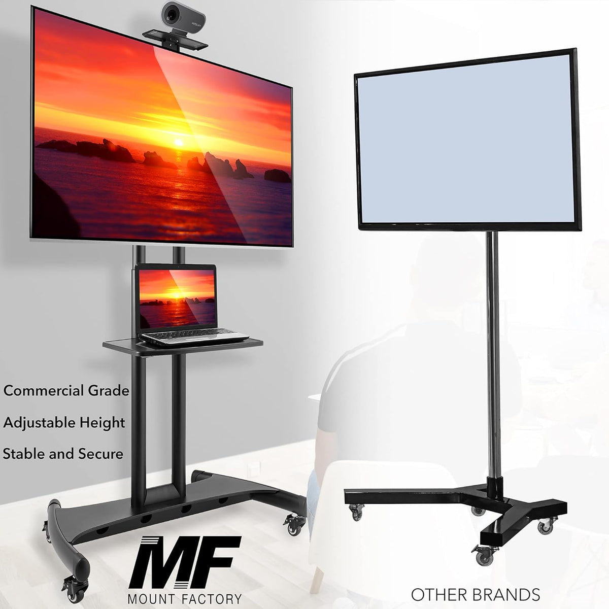 Rolling TV Cart Mobile TV Stand for 40-65 inch Flat Screen T712