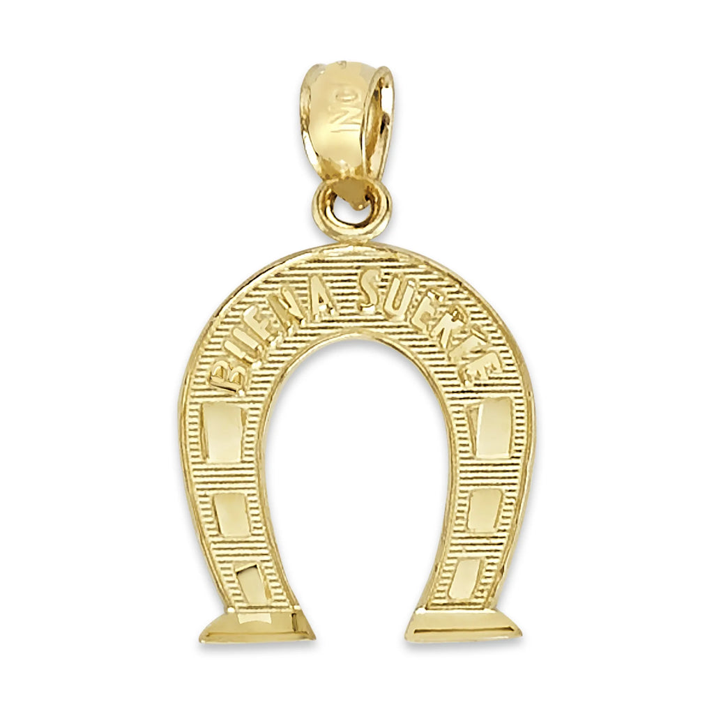14k Solid Gold Horseshoe Pendant Necklace with 16" Rolo Chain E910
