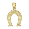 14k Solid Gold Horseshoe Pendant Necklace with 16" Rolo Chain E910