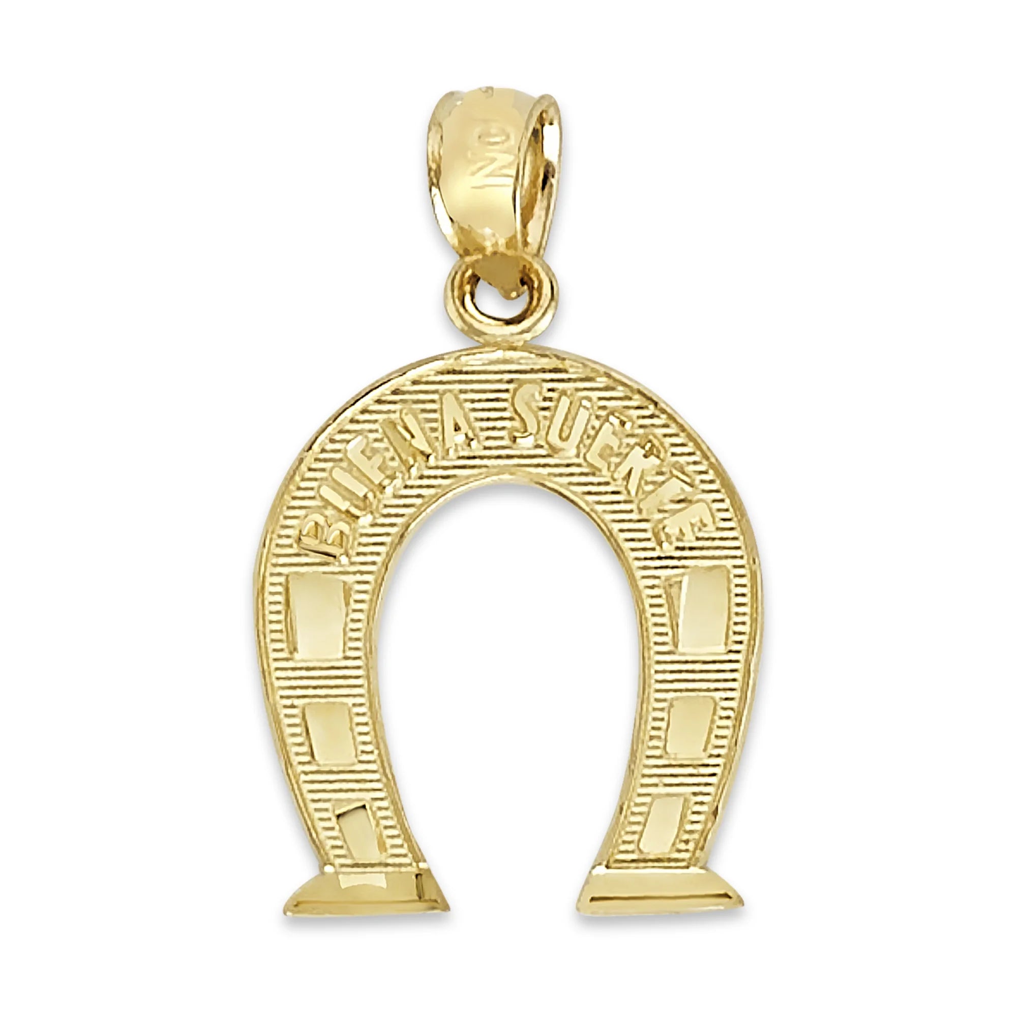 14k Solid Gold Horseshoe Pendant Necklace with 16" Rolo Chain E910