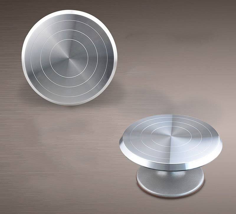 Silver Aluminum Alloy Rotating Cake Turntable Stand P44997