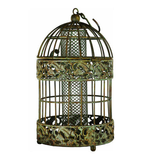 Rustic Metal Squirrel Proof Caged Bird Feeder X72477