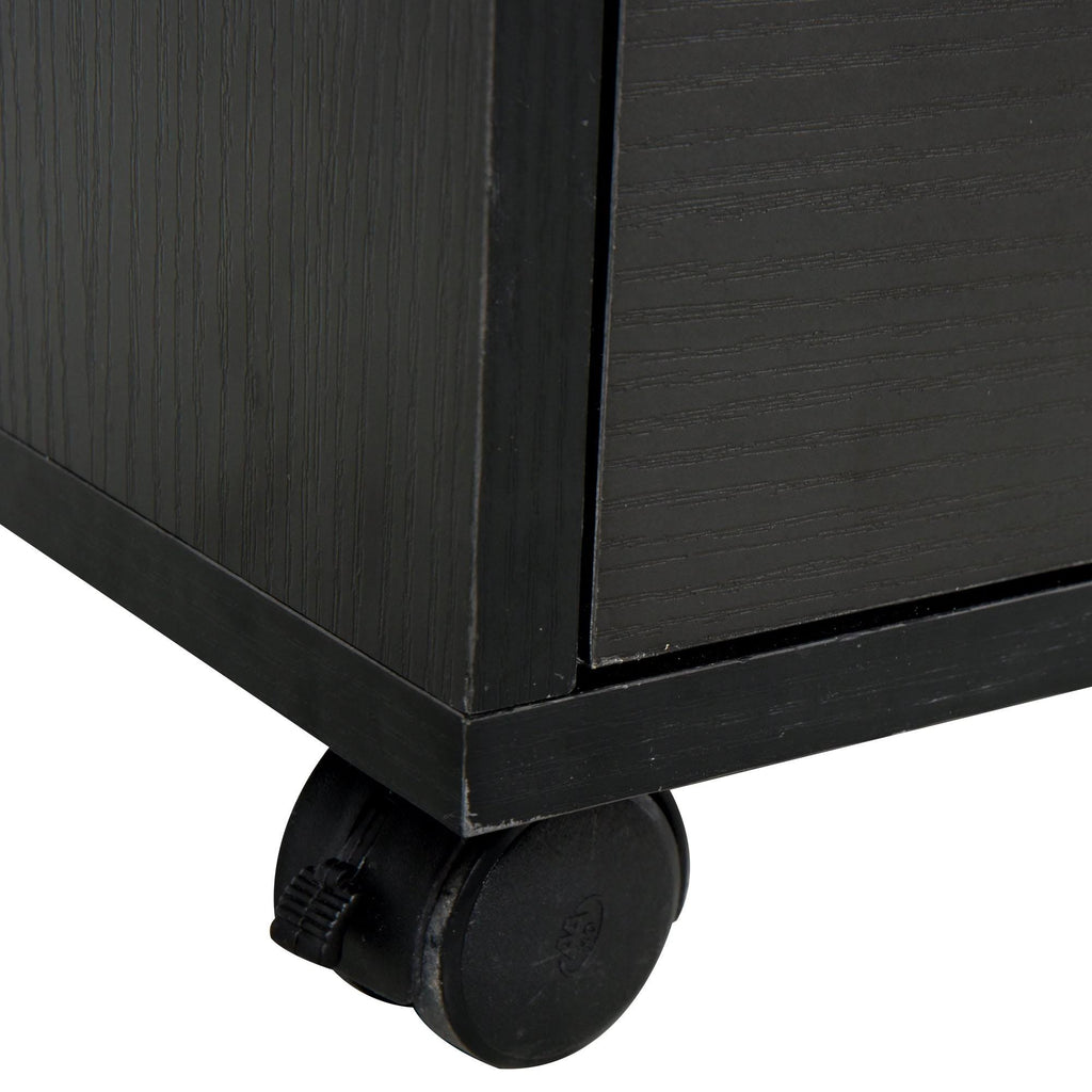 Black 3 Drawer Filing Cabinet with Shelving and Caster Wheels Q90791