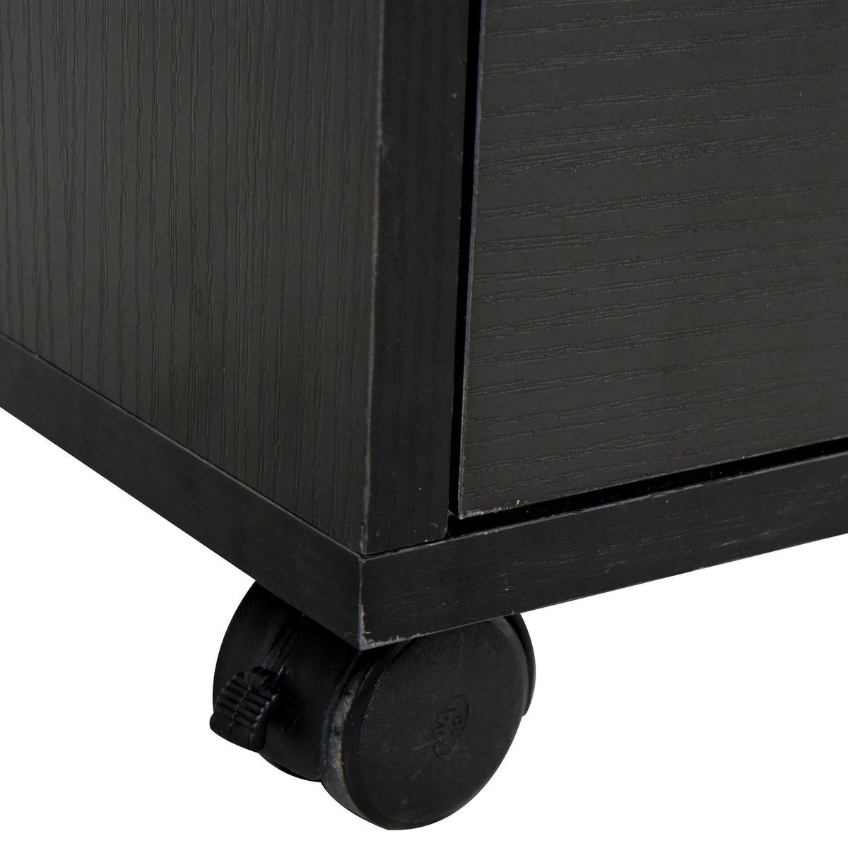 Black 3 Drawer Filing Cabinet with Shelving and Caster Wheels Q90791