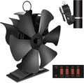 6 Blades Heat Powered Stove Fan with Thermometer Strip, Pack of 2 B1104