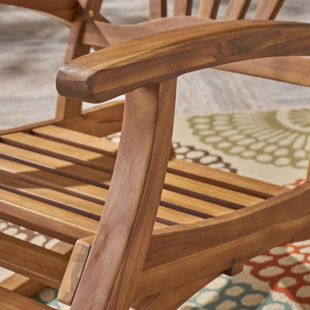 Teak Finish Acacia Rocking Chair with Footrest U3540