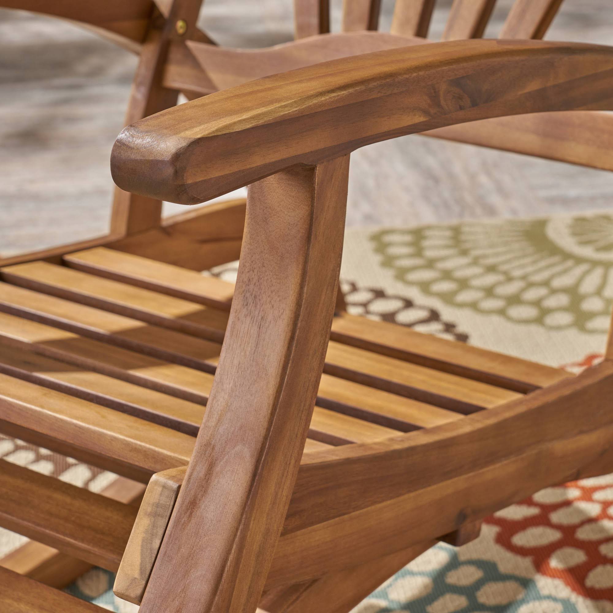 Teak Finish Acacia Rocking Chair with Footrest U3540