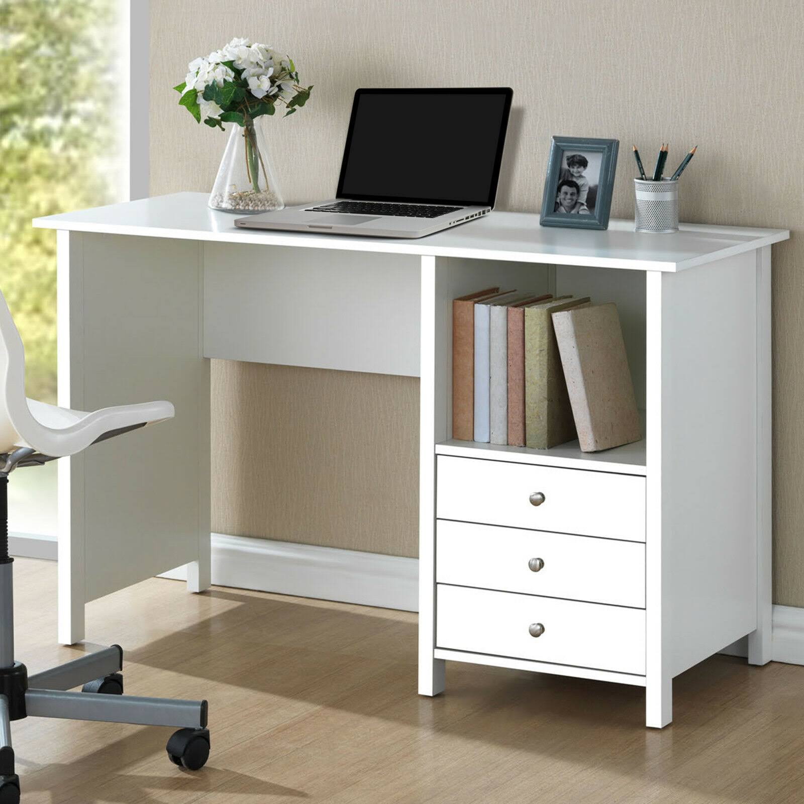 White Desk with 3 Storage Drawers P96631