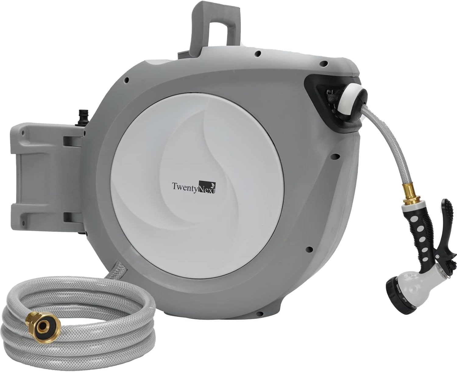 Retractable Wall Mounted Water Hose Reel, 1/2 x 65 ft, 9 Pattern Hose Nozzle, Blue U8503