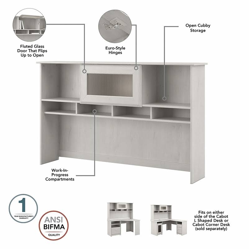 White Oak L Shaped Desk with Hutch and Bookcase D494357