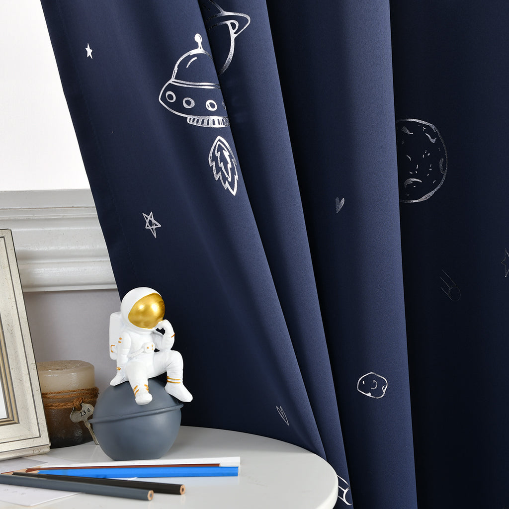 Navy 63 inches Blackout Grommet Curtains 2 Panels H701