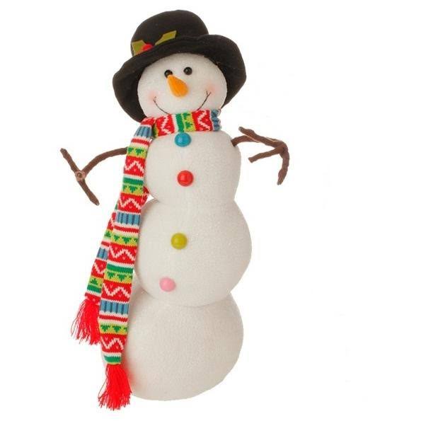 White and Black Posable Christmas Snowman Decor D88935