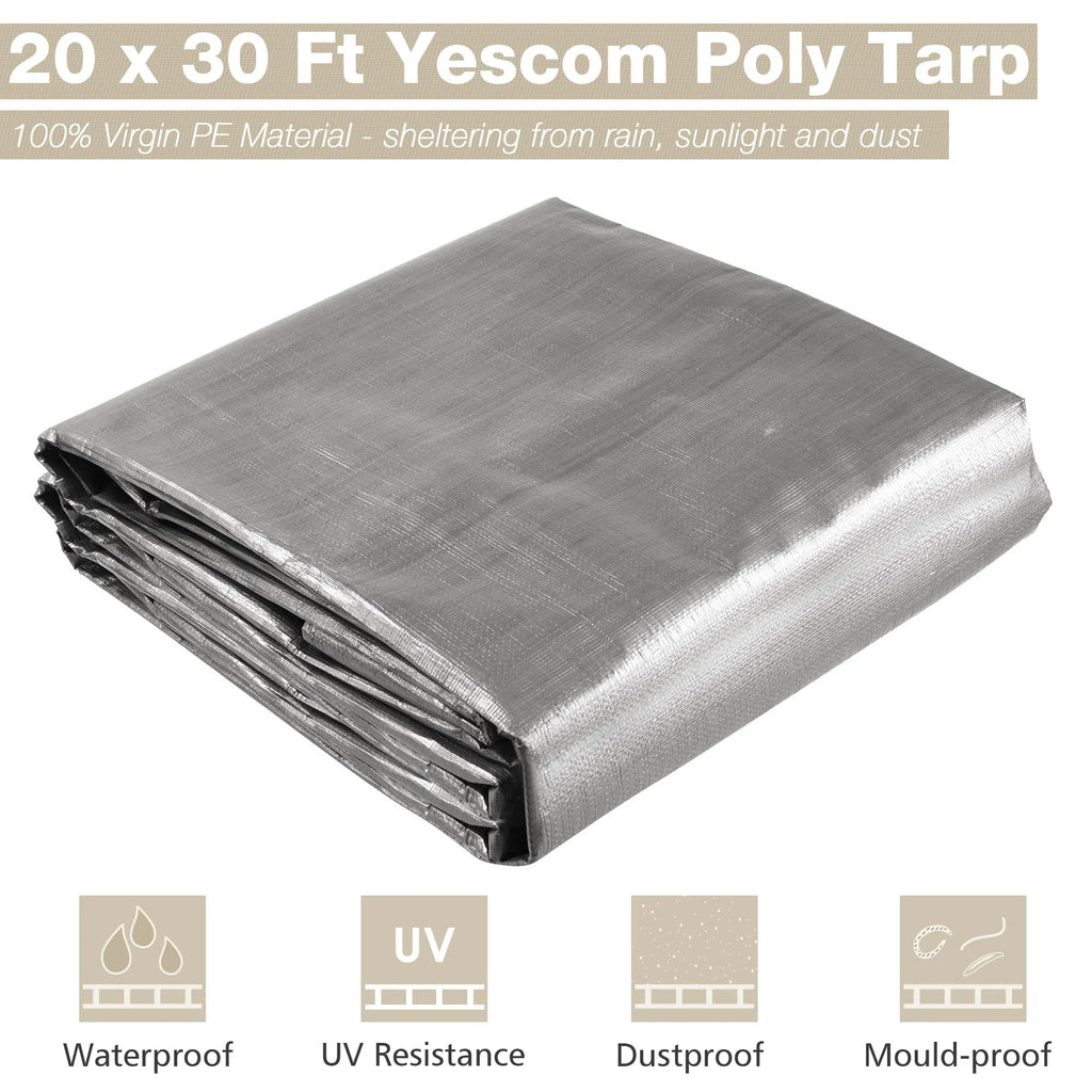 20x30' 14 Mil Heavy Duty Reinforced Poly Tarp Waterproof Cover M672