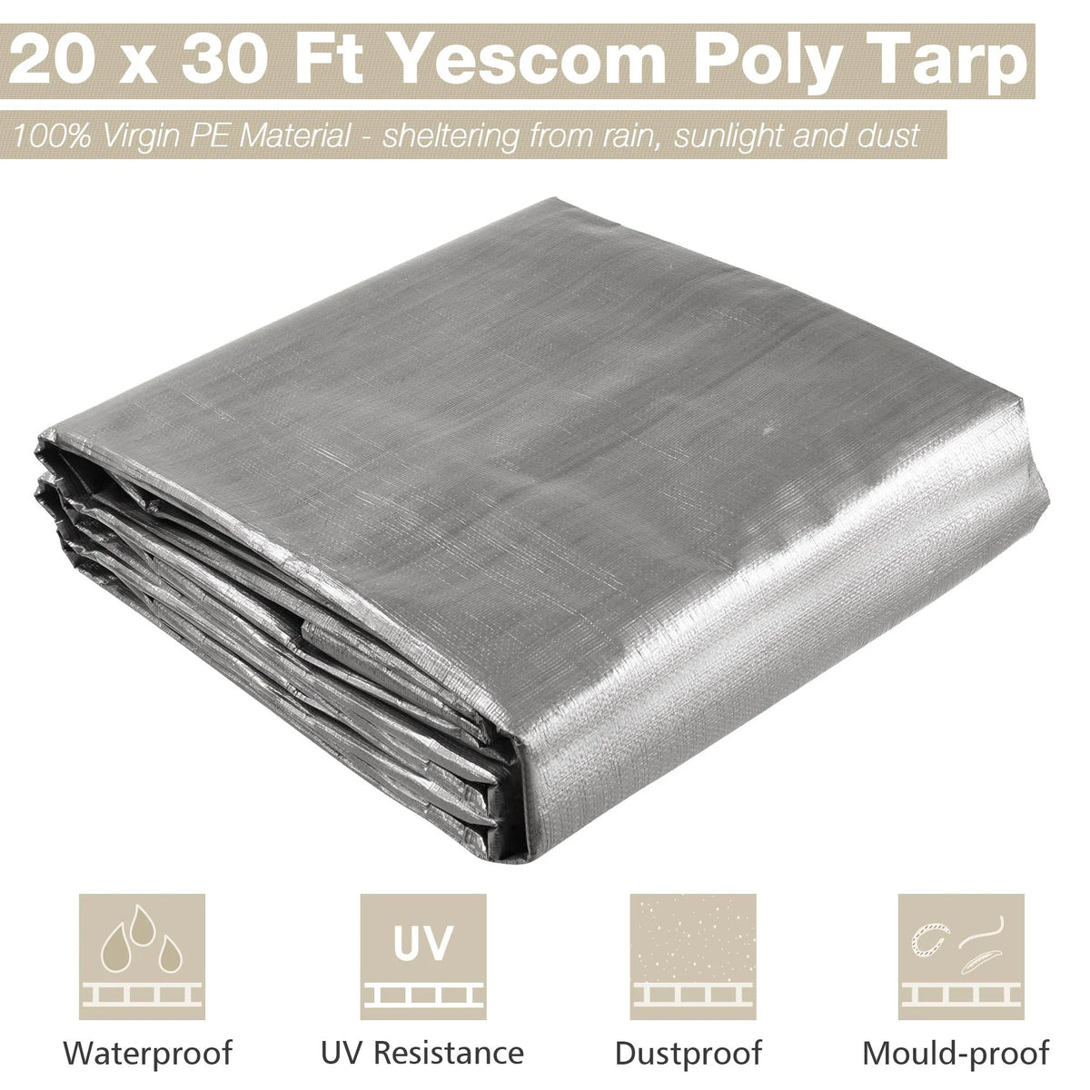 20x30' 14 Mil Heavy Duty Reinforced Poly Tarp Waterproof Cover M672
